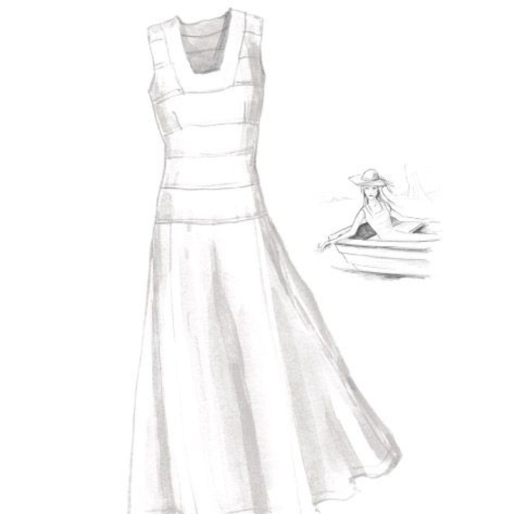 J.PETERMAN 1911 square neck White linen dress 6/S Vintage Y2K maxi Small EASTER